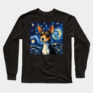 Toy Fox Terrier painted by Vincent Van Gogh Long Sleeve T-Shirt